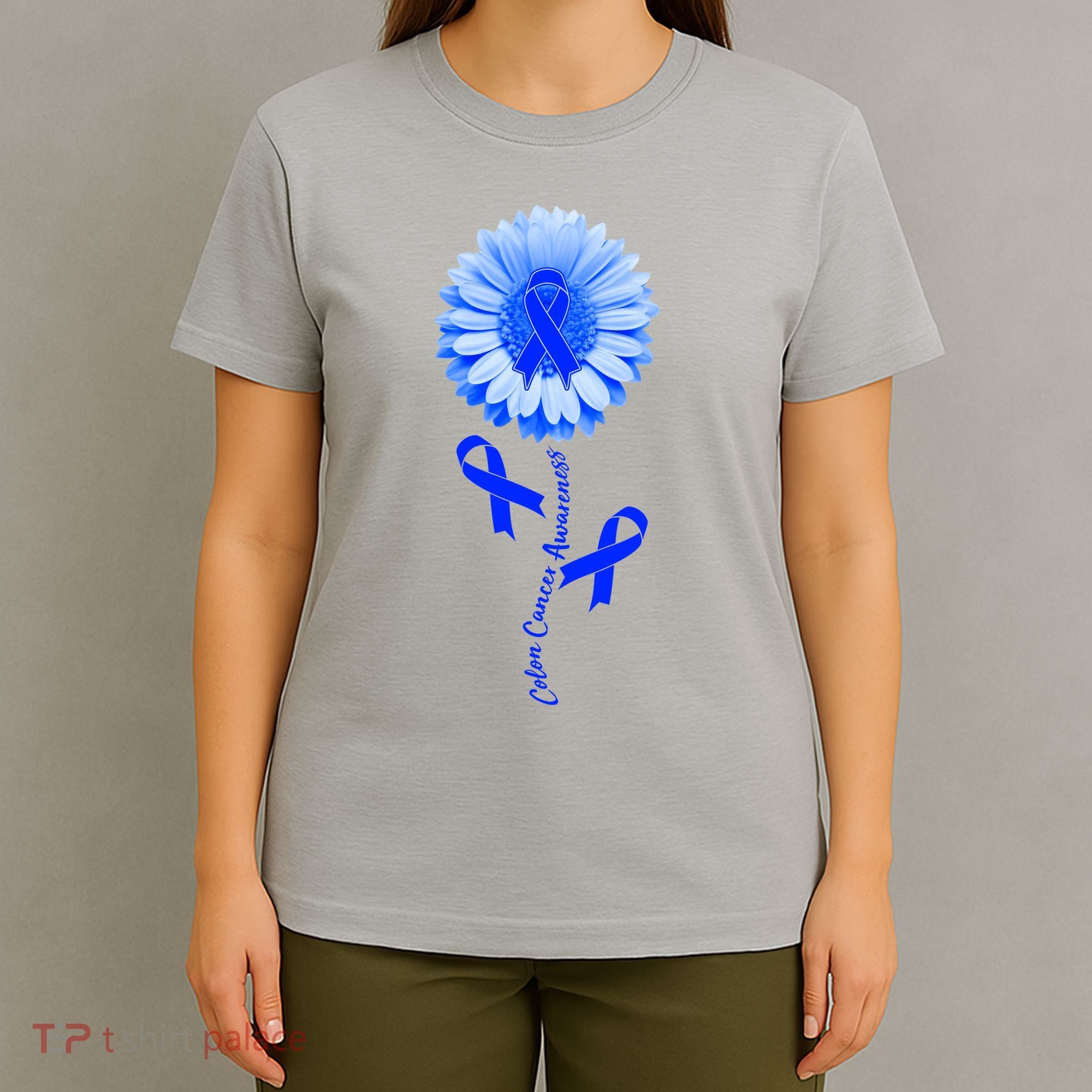 Colon Cancer Awareness Ribbon Flower T-Shirt