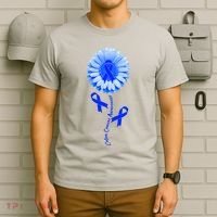 Colon Cancer Awareness Ribbon Flower T-Shirt thumb 6