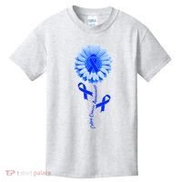 Colon Cancer Awareness Ribbon Flower Kids T-Shirt thumb 0