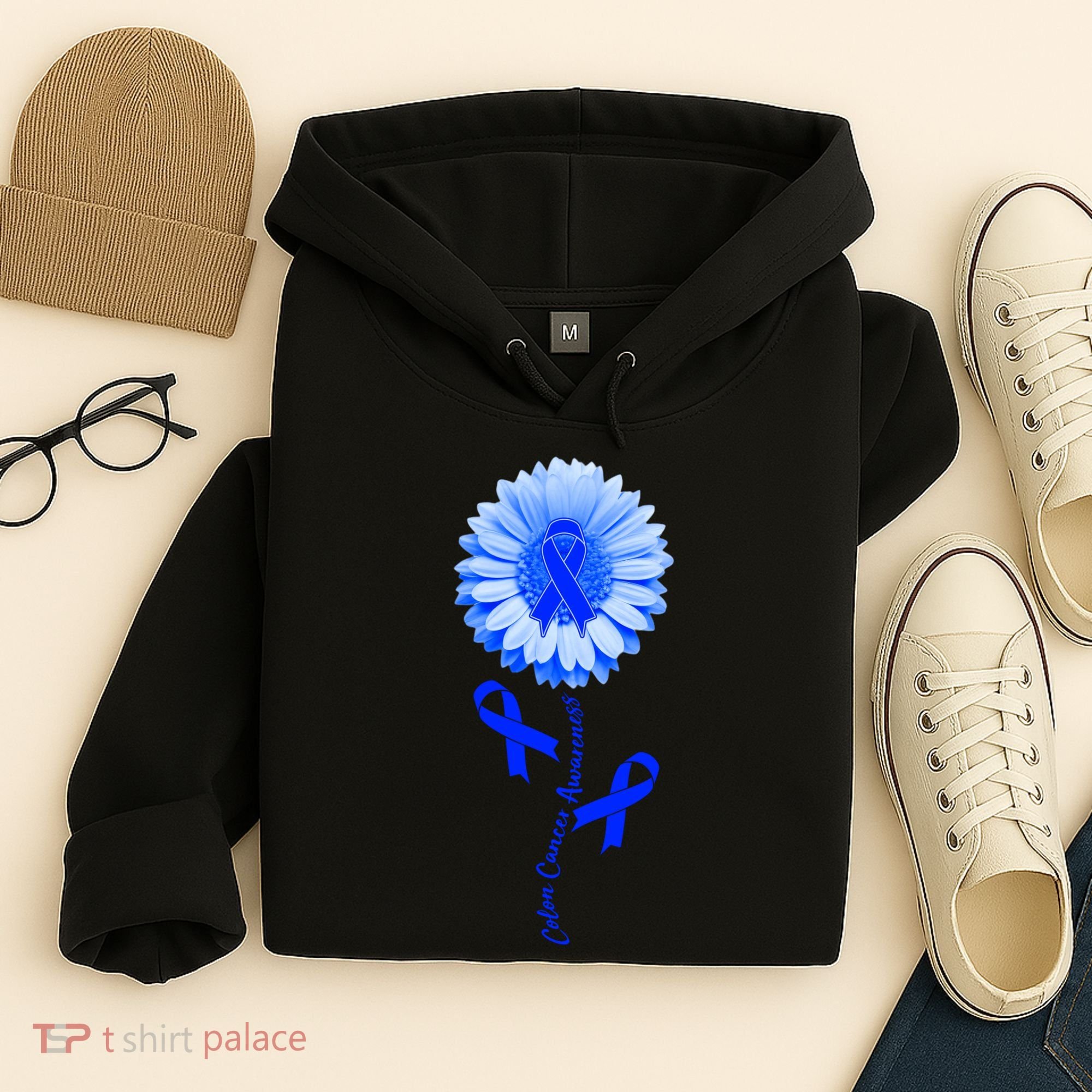 Colon Cancer Awareness Ribbon Flower Hoodie