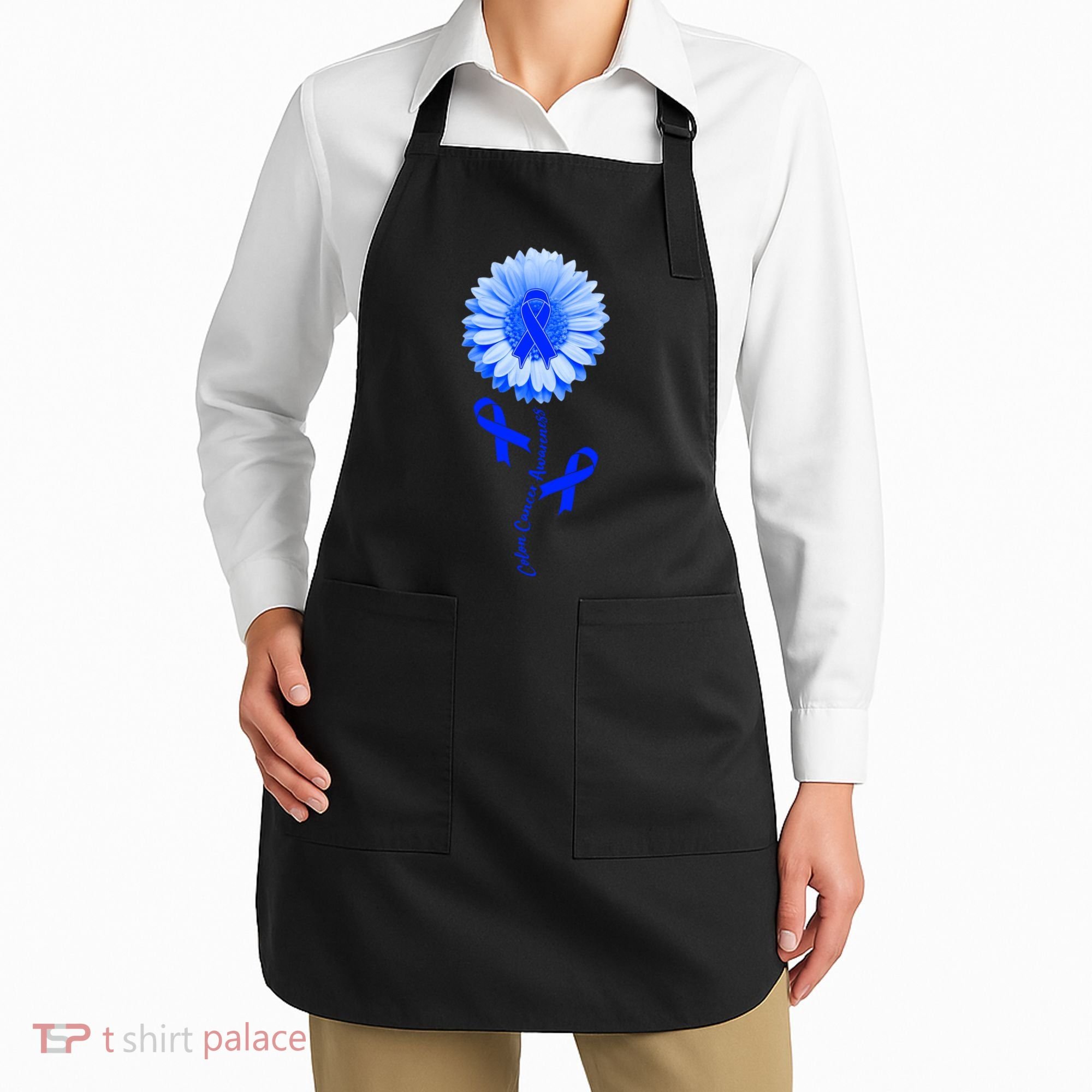 Colon Cancer Awareness Ribbon Flower Apron