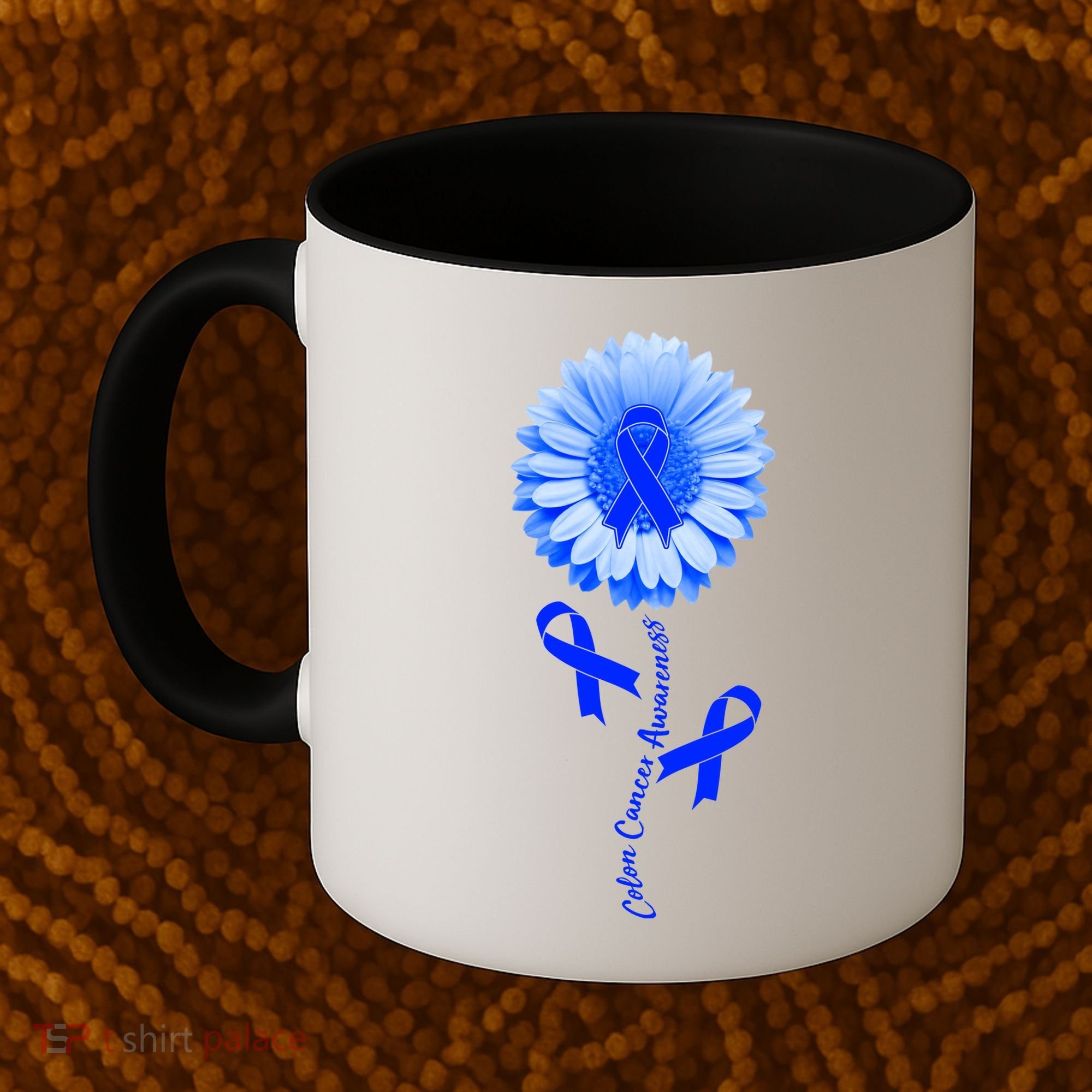 Colon Cancer Awareness Ribbon Flower Coffee Mug