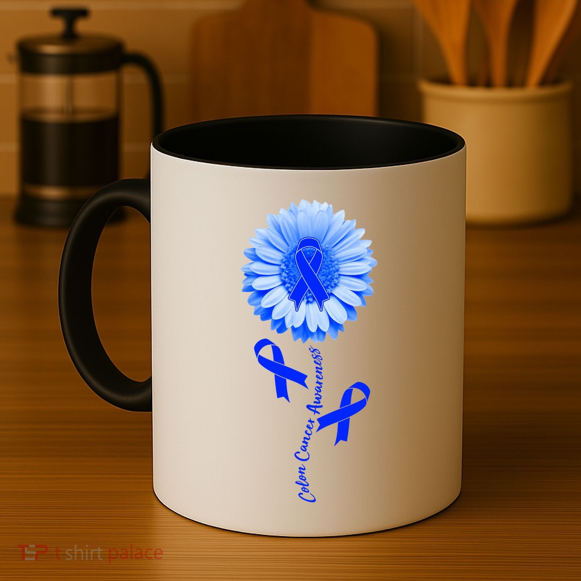 Colon Cancer Awareness Ribbon Flower Coffee Mug