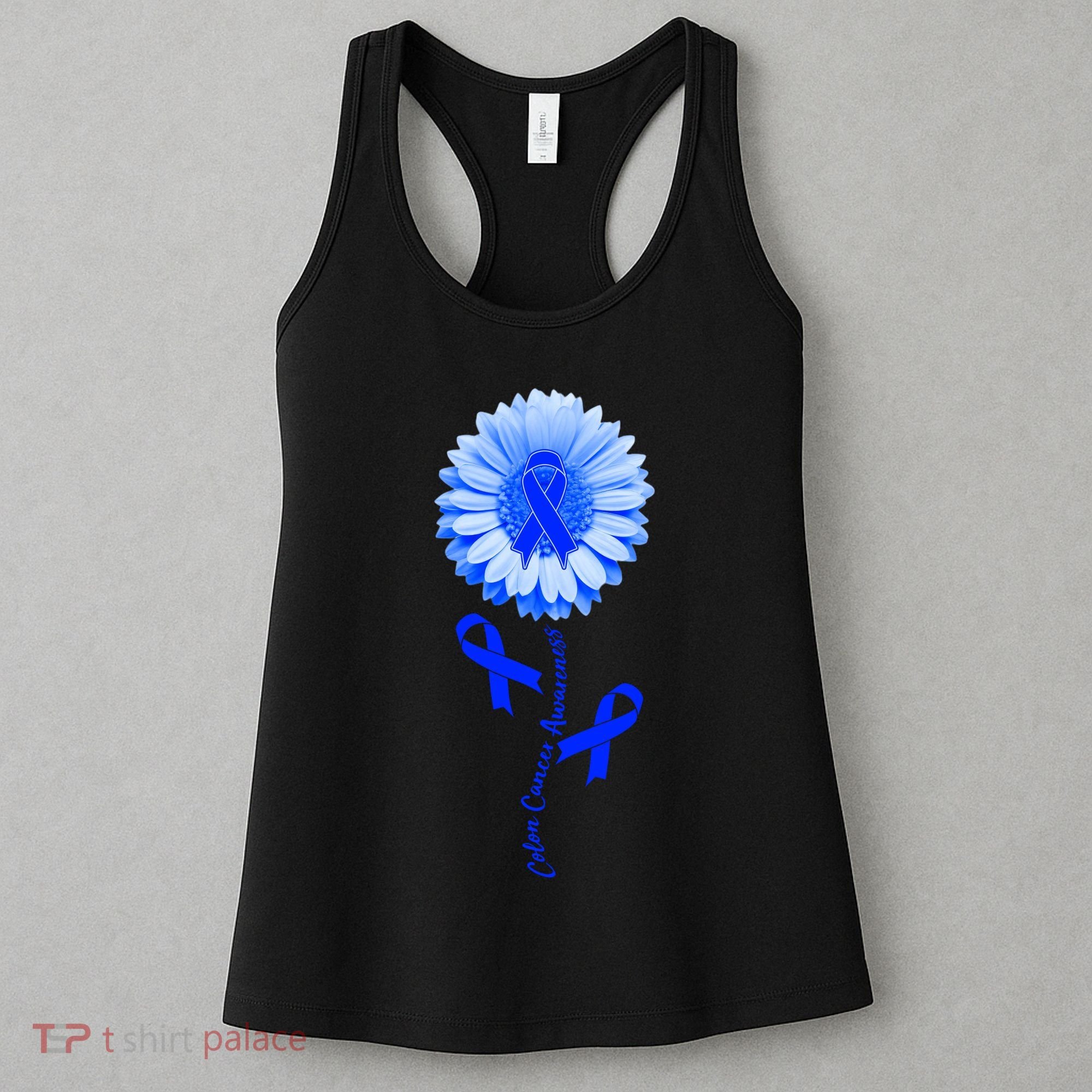 Colon Cancer Awareness Ribbon Flower Women's Tank Top