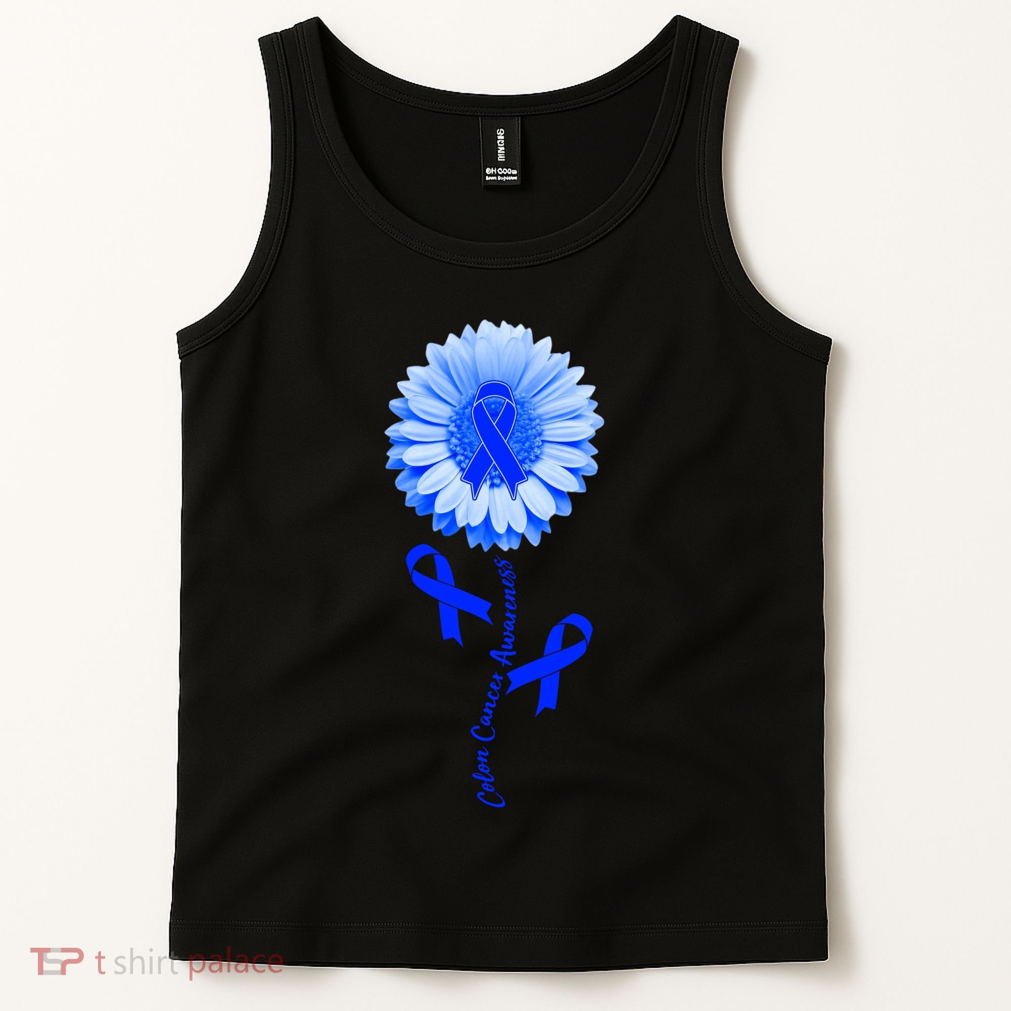 Colon Cancer Awareness Ribbon Flower Tank Top