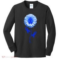 Colon Cancer Awareness Ribbon Flower Kids Long Sleeve Shirt thumb 0
