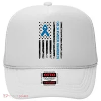 Colon Cancer Awareness Month Distressed Flag Hat thumb 0
