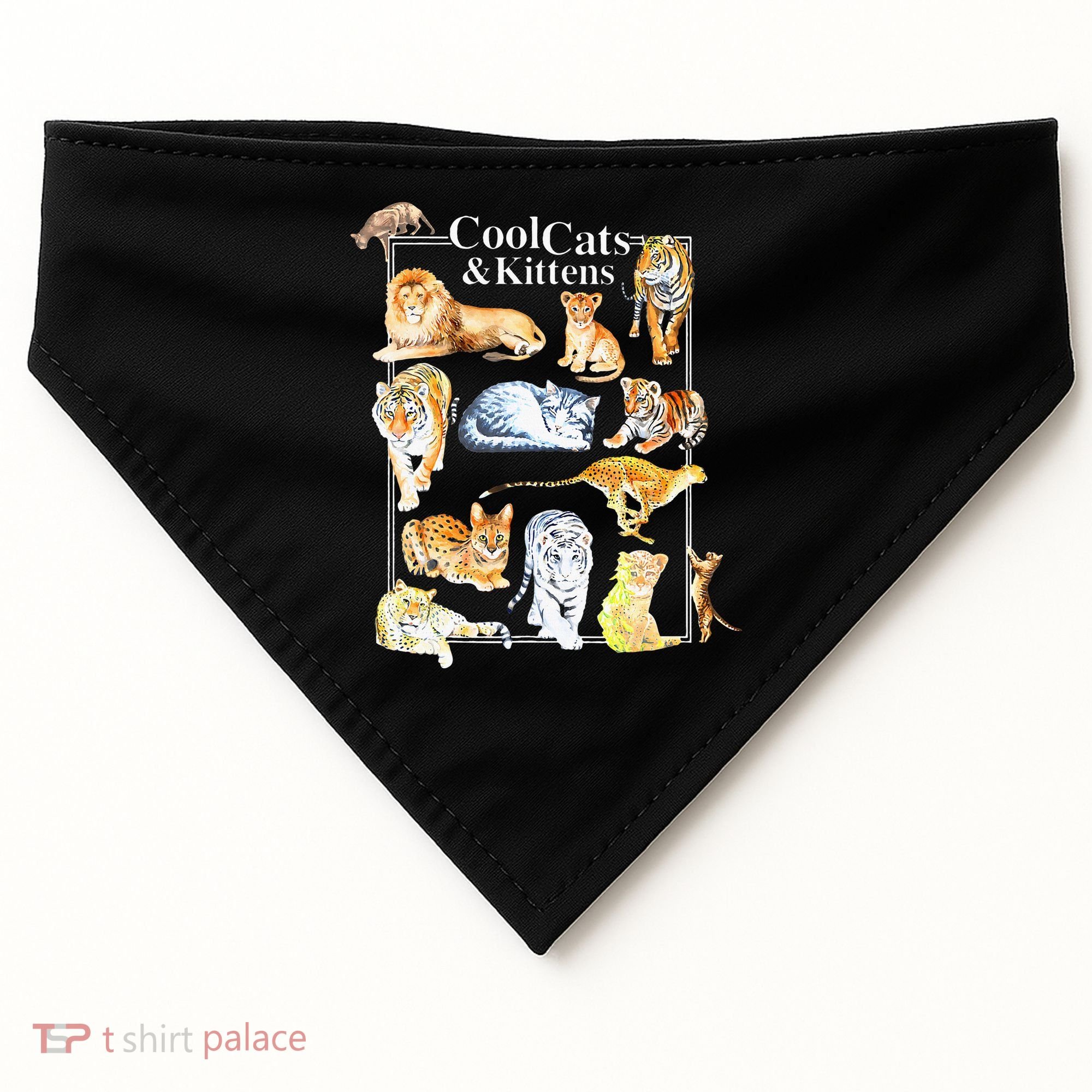 Cool Cats And Kittens Tiger Lion Leopard Felines USA-Made Doggie Bandana