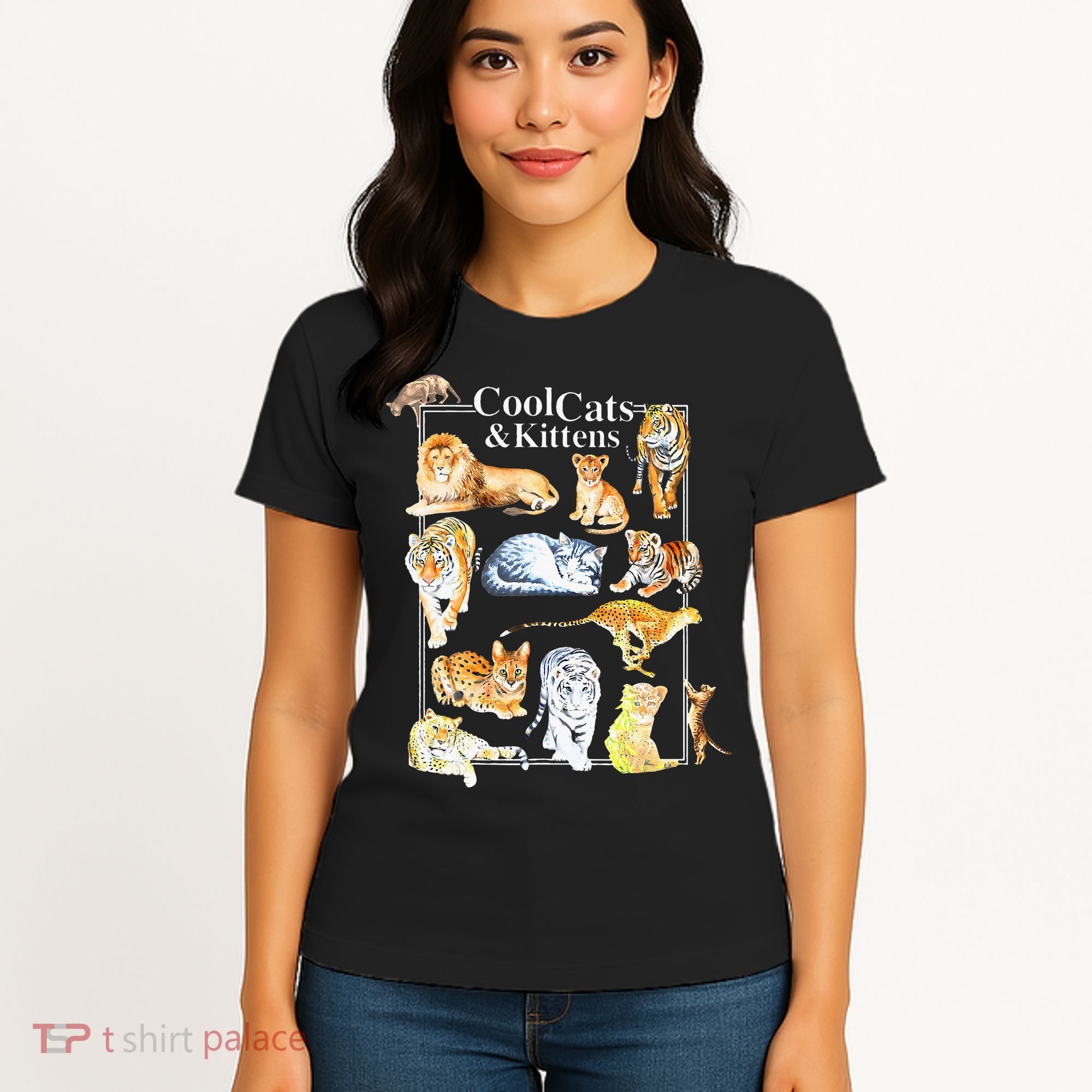 Cool Cats And Kittens Tiger Lion Leopard Felines Women's T-Shirt