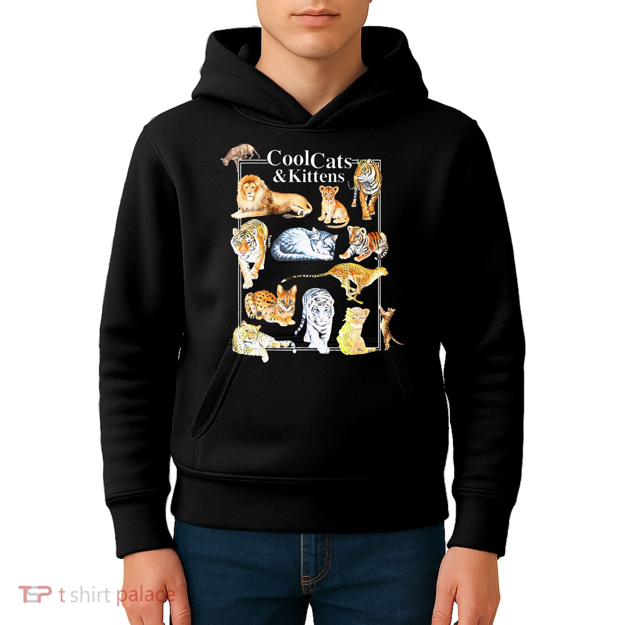 Cool Cats And Kittens Tiger Lion Leopard Felines Kids Hoodie