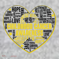 Childhood Cancer Awareness Word Text Art Heart T-Shirt thumb 7