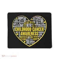 Childhood Cancer Awareness Word Text Art Heart Mousepad thumb 0