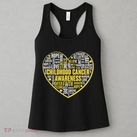 Childhood Cancer Awareness Word Text Art Heart Women's Tank Top thumb 3