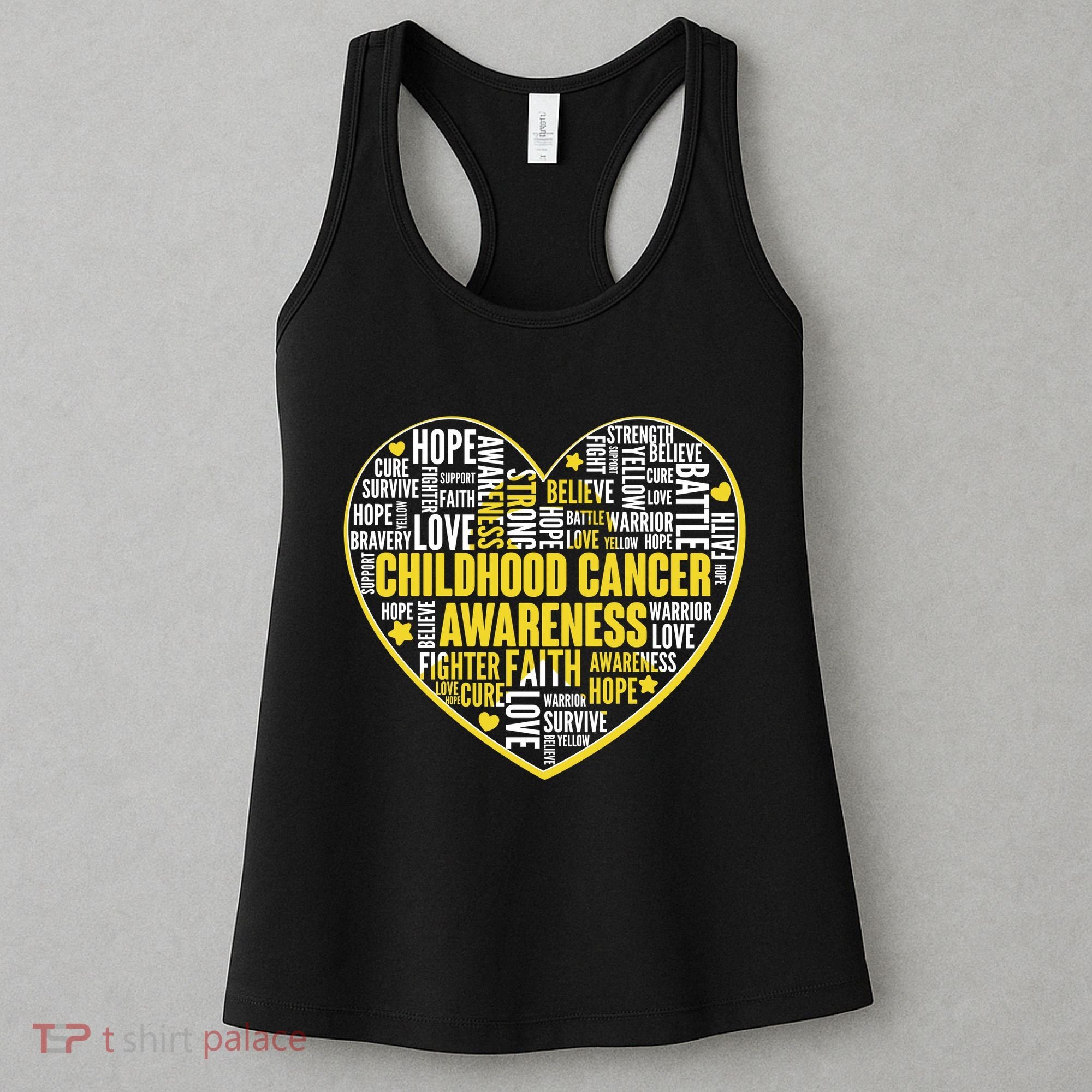 Childhood Cancer Awareness Word Text Art Heart Women's Tank Top