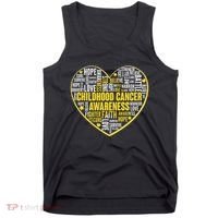 Childhood Cancer Awareness Word Text Art Heart Tank Top thumb 0