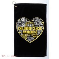 Childhood Cancer Awareness Word Text Art Heart Golf Towel thumb 0