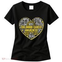 Childhood Cancer Awareness Word Text Art Heart Women's T-Shirt thumb 0