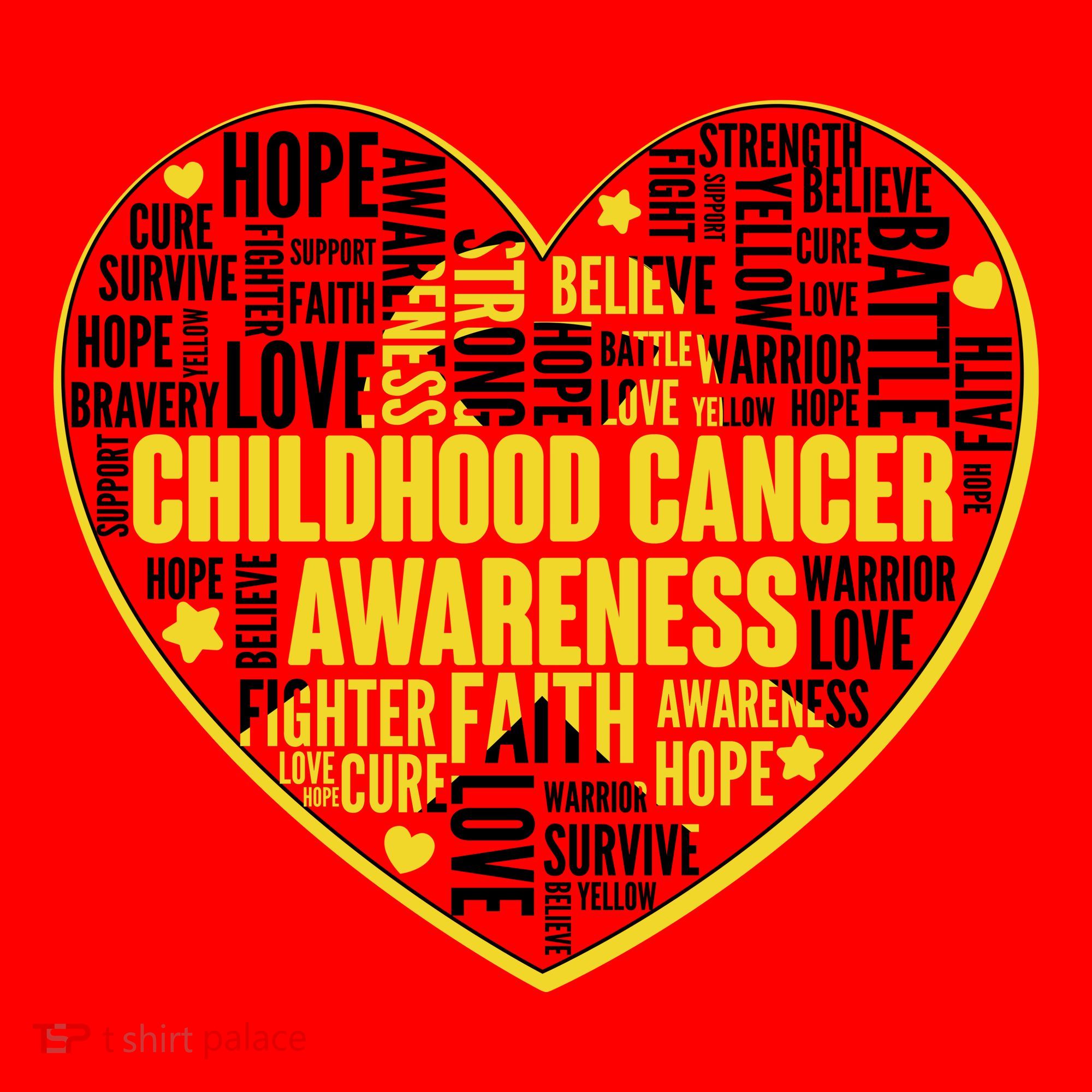 Childhood Cancer Awareness Word Text Art Heart Santa Hat