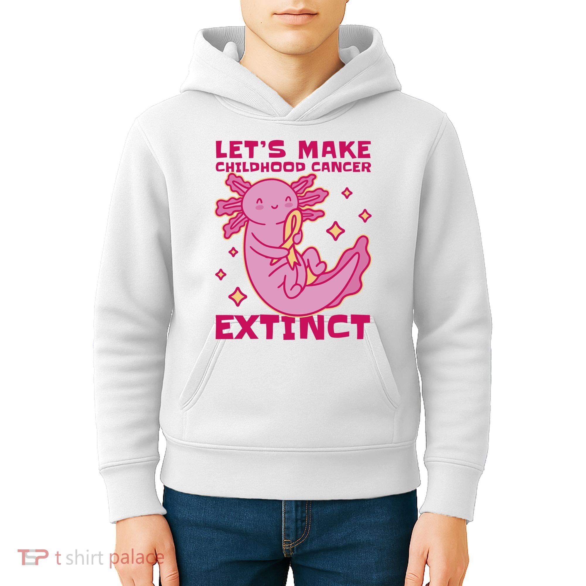 Childhood Cancer Awareness Axolotl Kids Hoodie