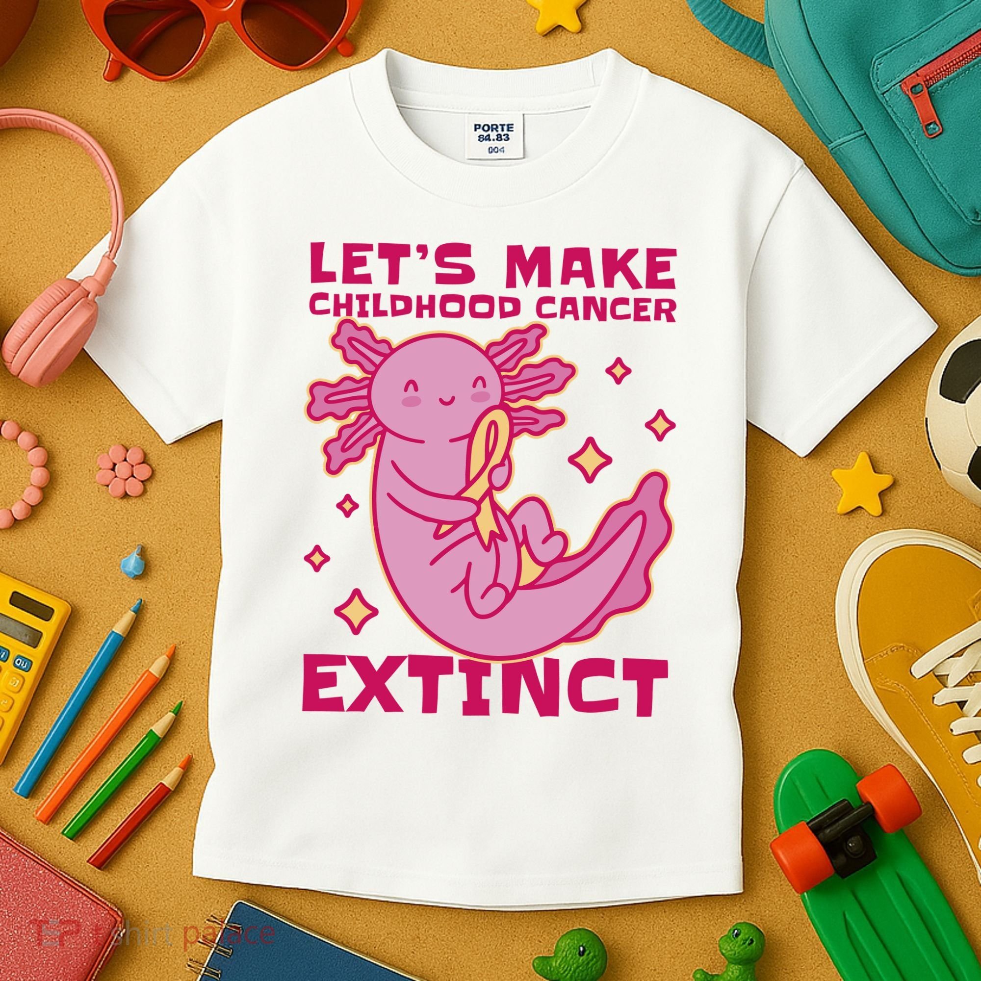 Childhood Cancer Awareness Axolotl Kids T-Shirt