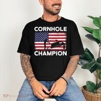 Cornhole Champion American Flag USA July 4th Cornhole Comfort Colors T-Shirt thumb 3