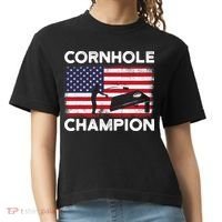 Cornhole Champion American Flag USA July 4th Cornhole Comfort Colors Boxy T-Shirt thumb 0