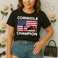 Cornhole Champion American Flag USA July 4th Cornhole Comfort Colors Boxy T-Shirt thumb 2