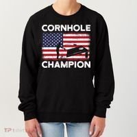 Cornhole Champion American Flag USA July 4th Cornhole Women's Sweatshirt thumb 0