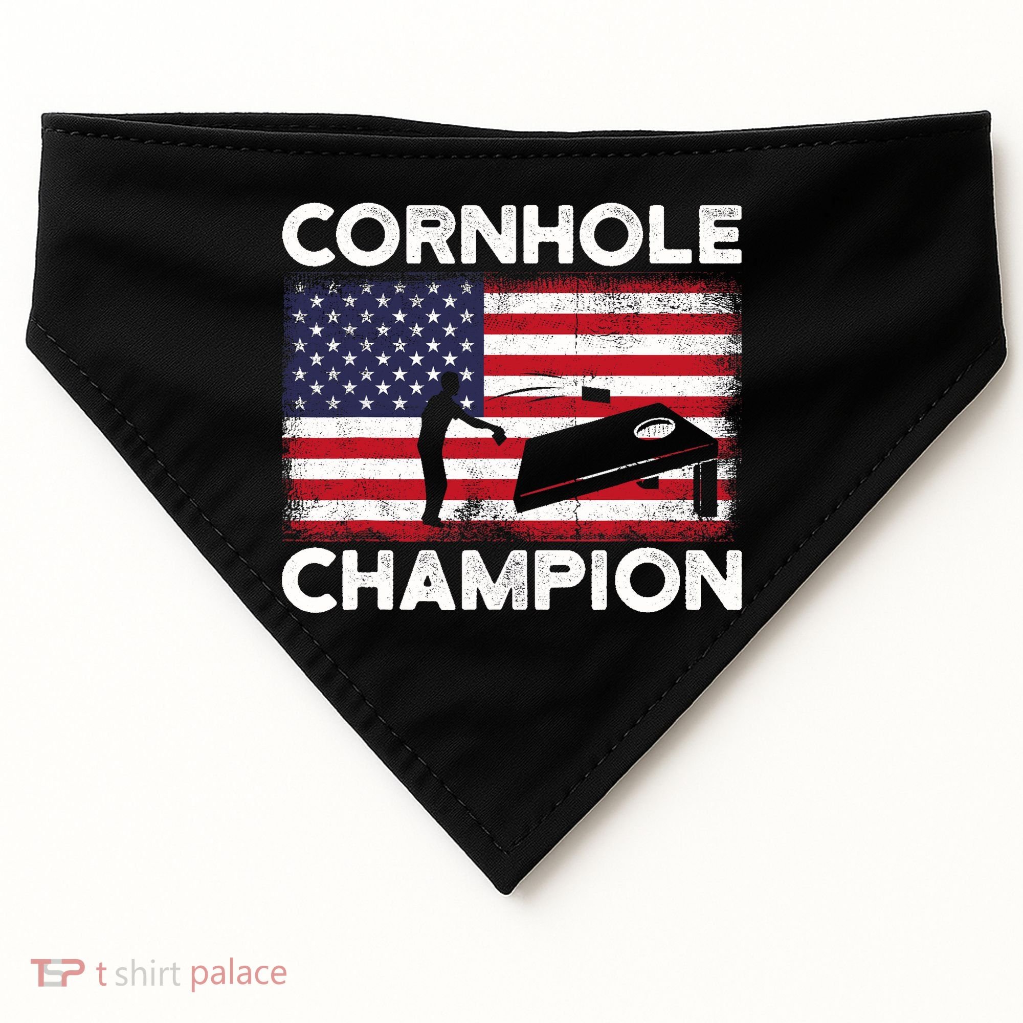 Cornhole Champion American Flag USA July 4th Cornhole USA-Made Doggie Bandana