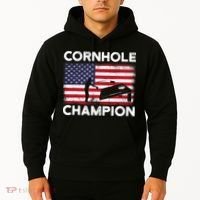 Cornhole Champion American Flag USA July 4th Cornhole Hoodie thumb 2