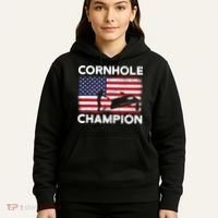 Cornhole Champion American Flag USA July 4th Cornhole Hoodie thumb 5
