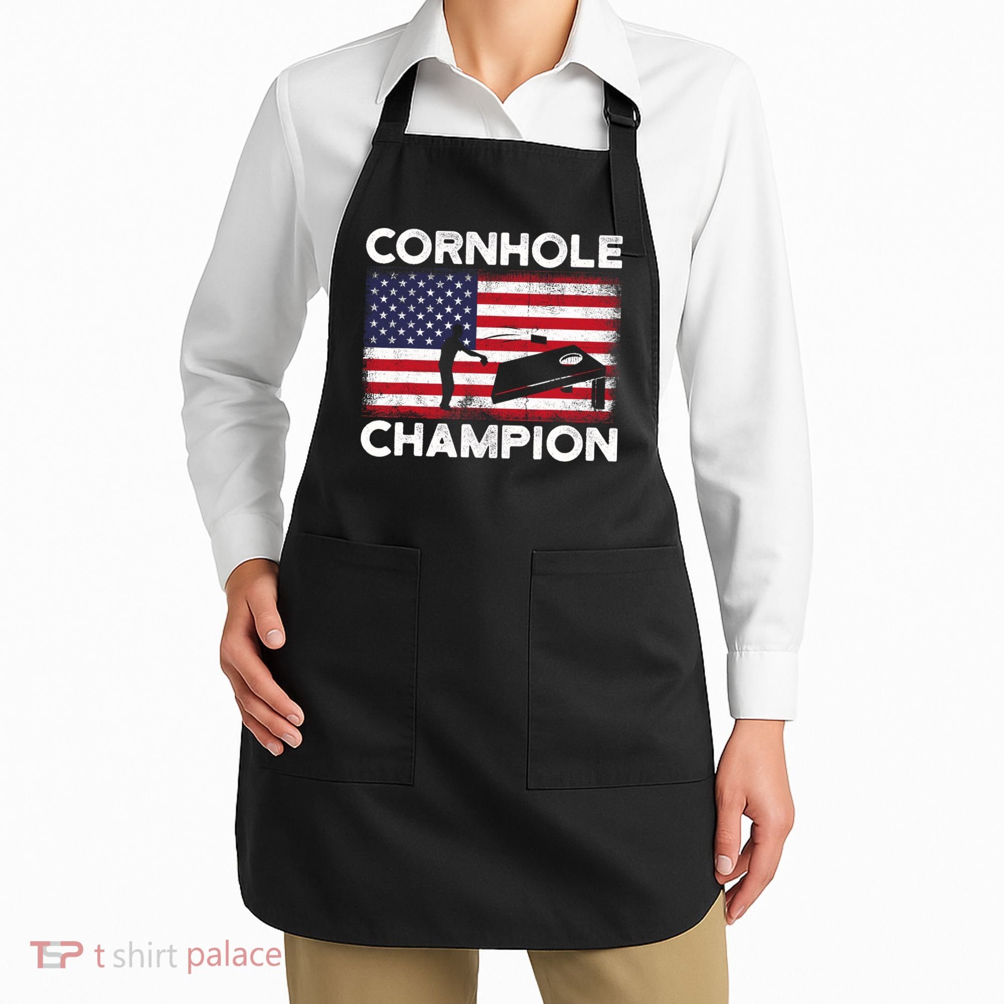 Cornhole Champion American Flag USA July 4th Cornhole Apron