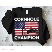 Cornhole Champion American Flag USA July 4th Cornhole Sweatshirt thumb 2