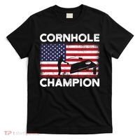 Cornhole Champion American Flag USA July 4th Cornhole T-Shirt thumb 0