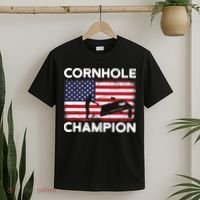 Cornhole Champion American Flag USA July 4th Cornhole T-Shirt thumb 2