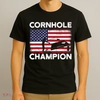 Cornhole Champion American Flag USA July 4th Cornhole T-Shirt thumb 3
