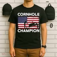 Cornhole Champion American Flag USA July 4th Cornhole T-Shirt thumb 6