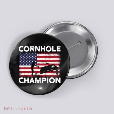 Cornhole Champion American Flag USA July 4th Cornhole Button