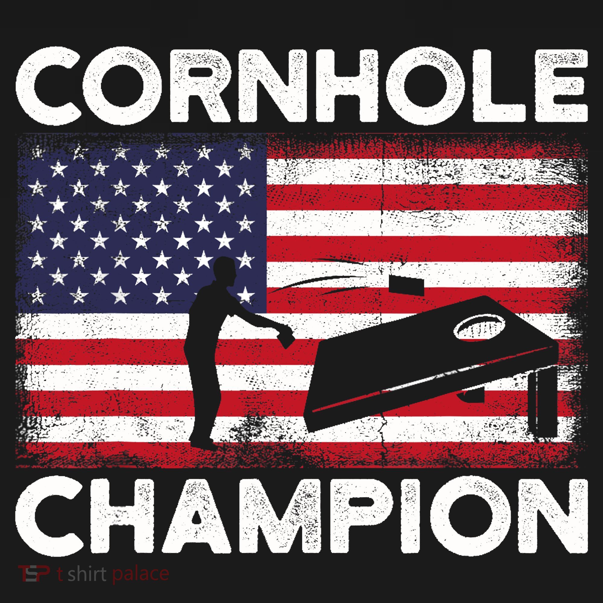 Cornhole Champion American Flag USA July 4th Cornhole Bucket Hat