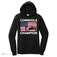 Cornhole Champion American Flag USA July 4th Cornhole Women's Hoodie thumb 0