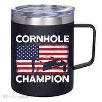Cornhole Champion American Flag USA July 4th Cornhole 12oz Stainless Steel Coffee Mug thumb 0
