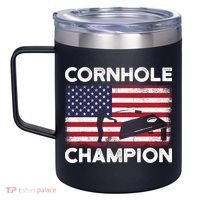 Cornhole Champion American Flag USA July 4th Cornhole 12oz Stainless Steel Coffee Mug thumb 2