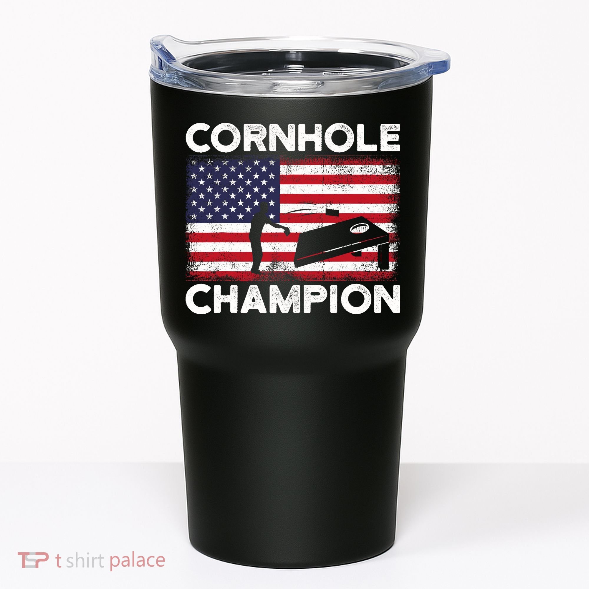 Cornhole Champion American Flag USA July 4th Cornhole Tumbler