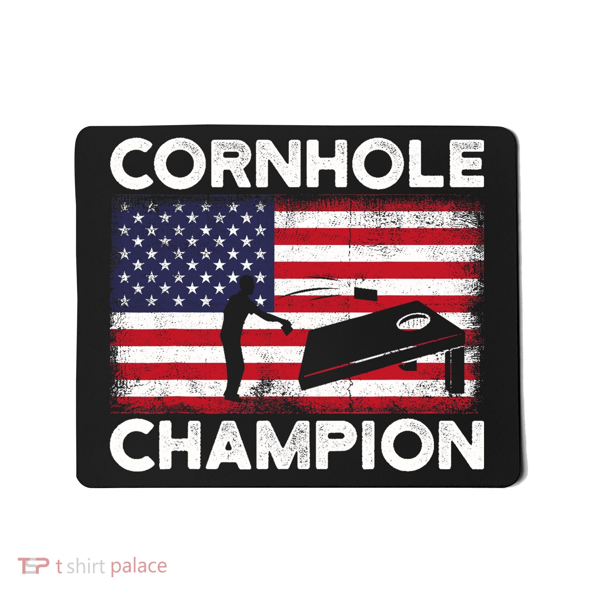 Cornhole Champion American Flag USA July 4th Cornhole Mousepad