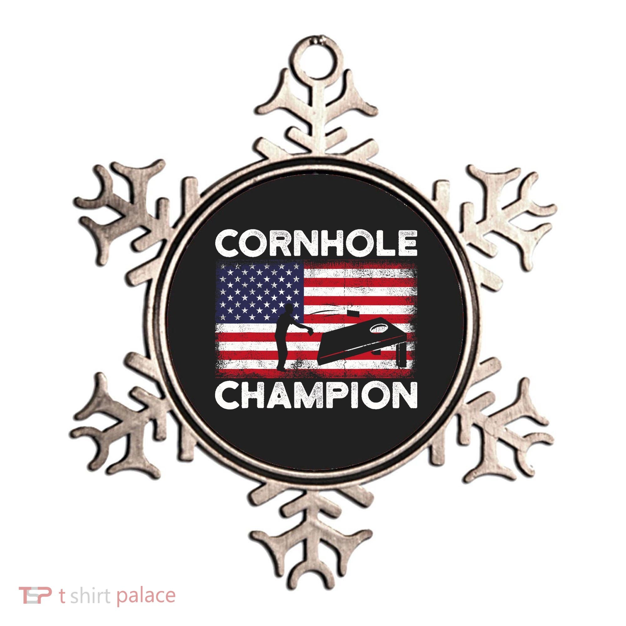 Cornhole Champion American Flag USA July 4th Cornhole Ornament