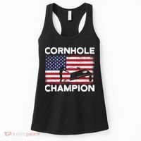 Cornhole Champion American Flag USA July 4th Cornhole Women's Tank Top thumb 0