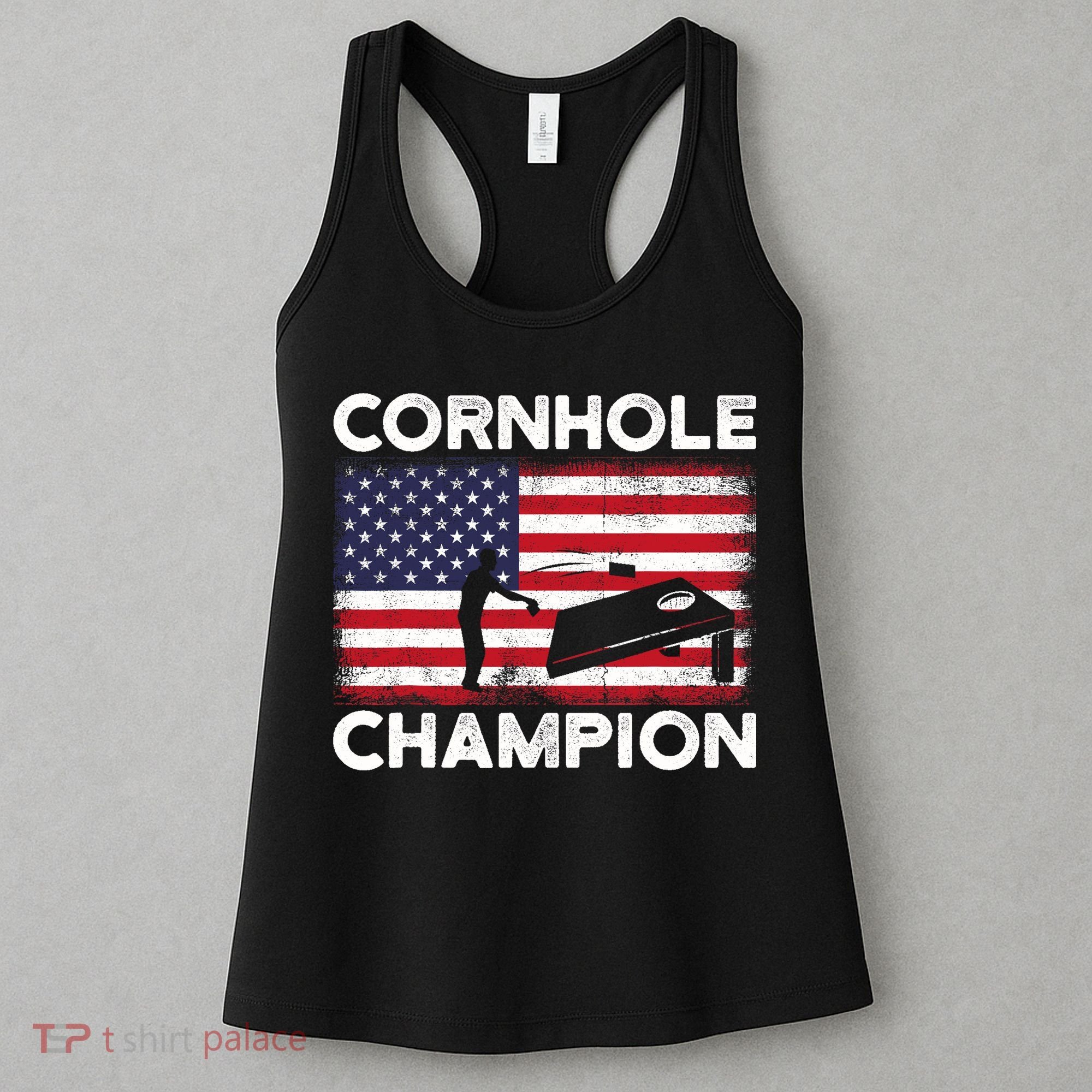 Cornhole Champion American Flag USA July 4th Cornhole Women's Tank Top