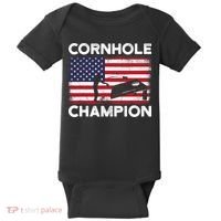 Cornhole Champion American Flag USA July 4th Cornhole Baby Bodysuit thumb 0