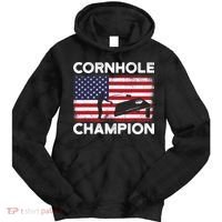 Cornhole Champion American Flag USA July 4th Cornhole Tie Dye Hoodie thumb 0