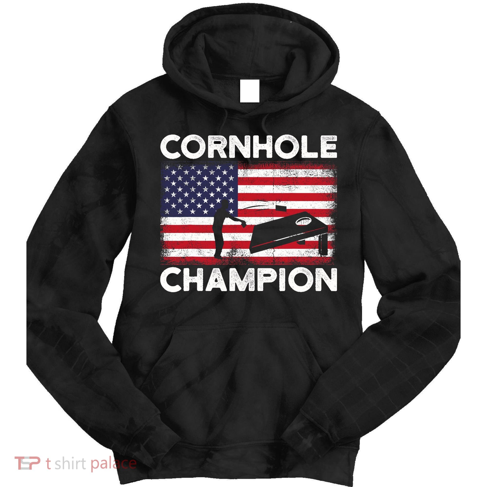 Cornhole Champion American Flag USA July 4th Cornhole Tie Dye Hoodie